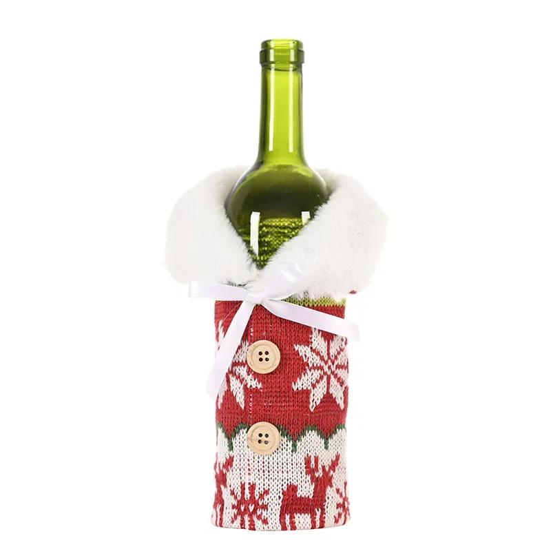 Xmas Navidad Merry Christmas Wine Bottle Cover Wine Bag Natal Decor Ornament Party Dinner Table Decoration Gifts New Year 2025