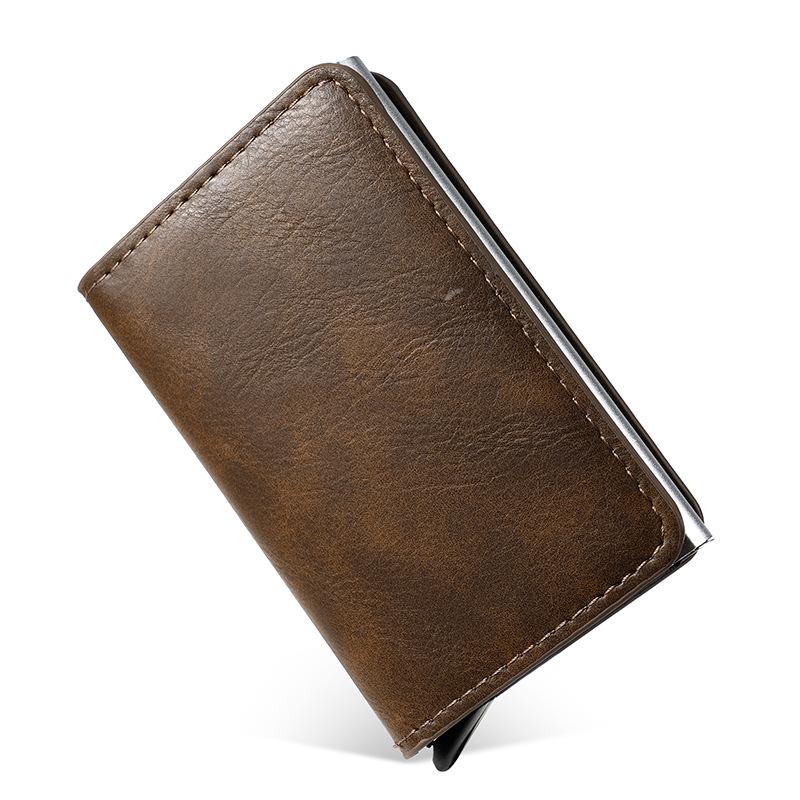 RFID anti-theft brush aluminum box card bag carbon fiber pattern credit card box automatic pop-up card bag multi-card position wallet