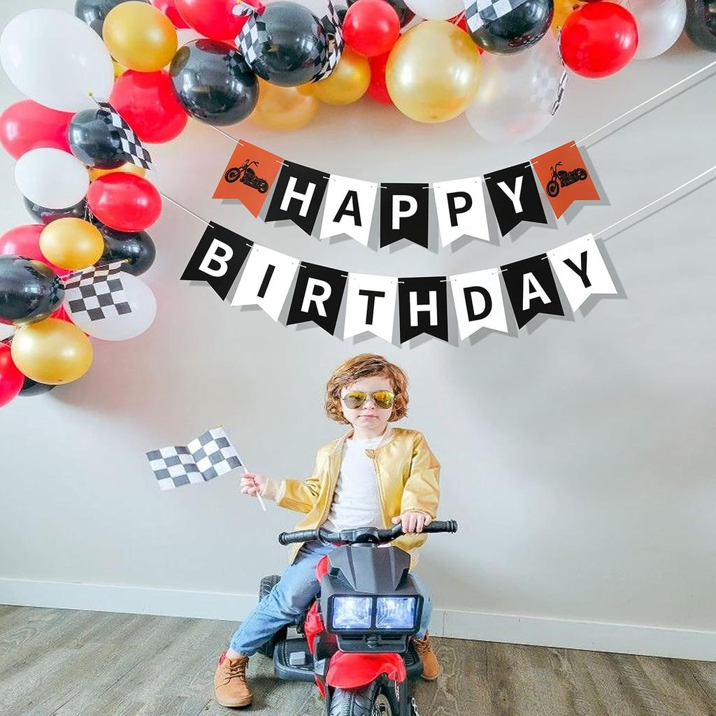 Motorcycle Birthday Banner - Harley Pired Birthday Banner, Harley Party Decor, Motorcycle Party Decor