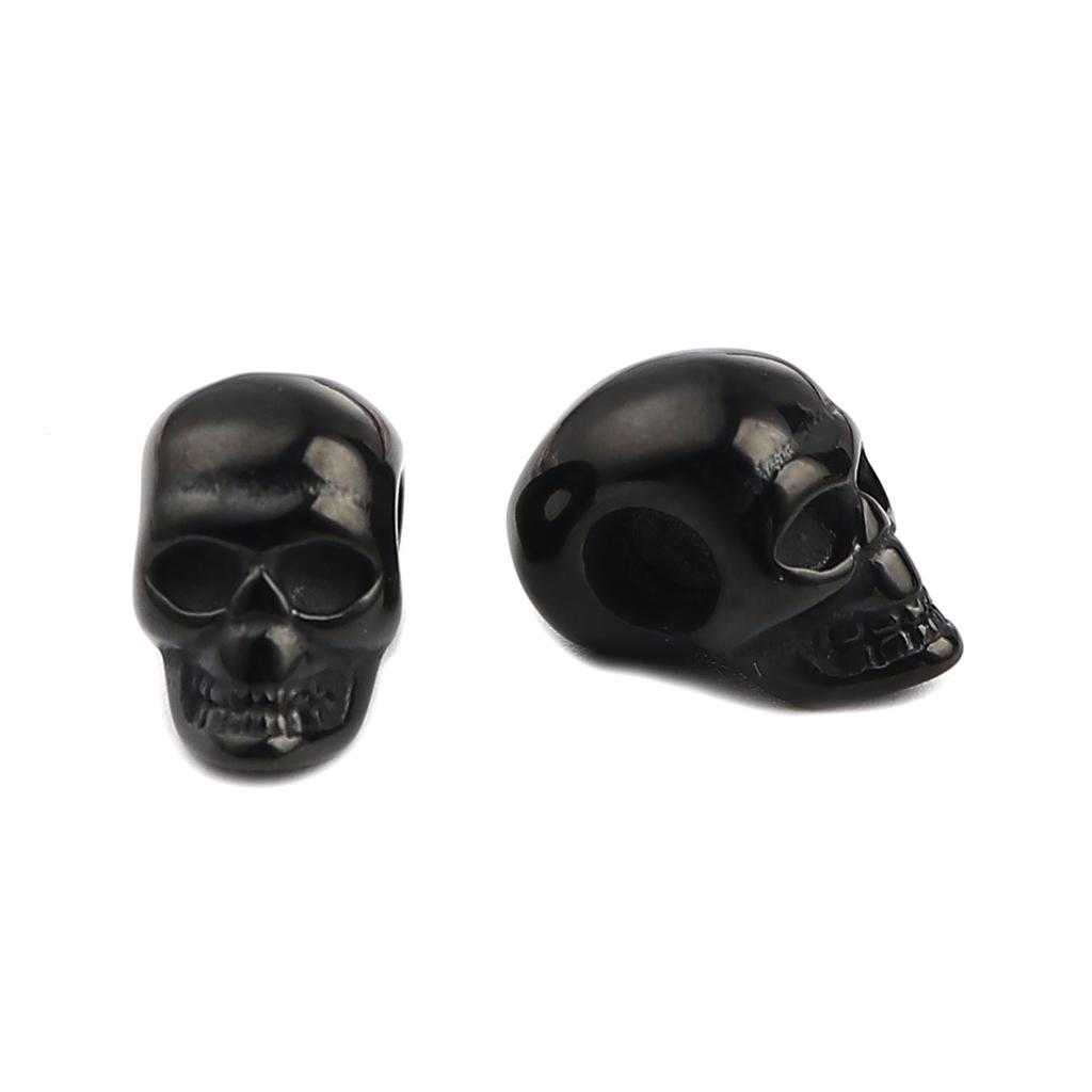 1PC Stainless Steel Halloween Skull Beads Creative Fashion Bedas For Jewelry Making Black 16mm X 9mm, Hole: Approx 4.9mm