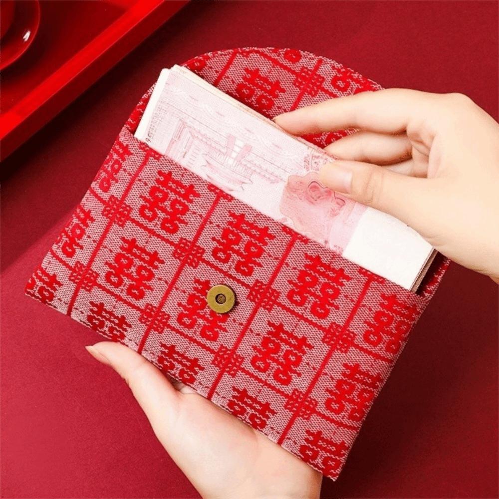 Magnetic Snap New Year Gift Bag Traditional Lucky Money Packet Red Wallet Wedding Ceremony