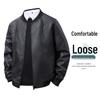 Men's Trendy PU Leather Jacket: Baseball Collar, Plus Size, Autumn/Winter, Dad Style