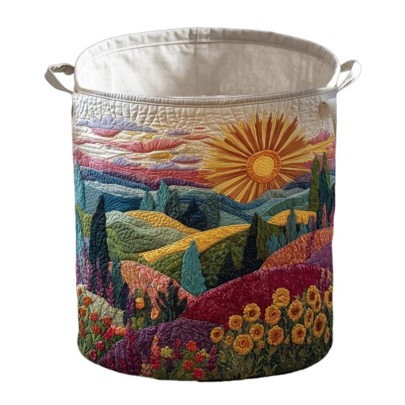 Decorative Fabric Laundry Basket with Carry Handles, Folding Polyester Hamper for Closet Blanket and Towel Storage