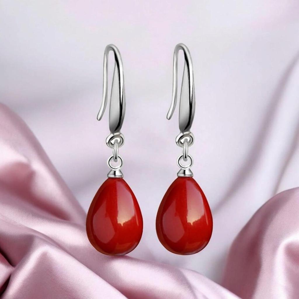 Women's Pearl Drop Earrings, Silver Plated Round Pearl Dangle and Drop Earrings