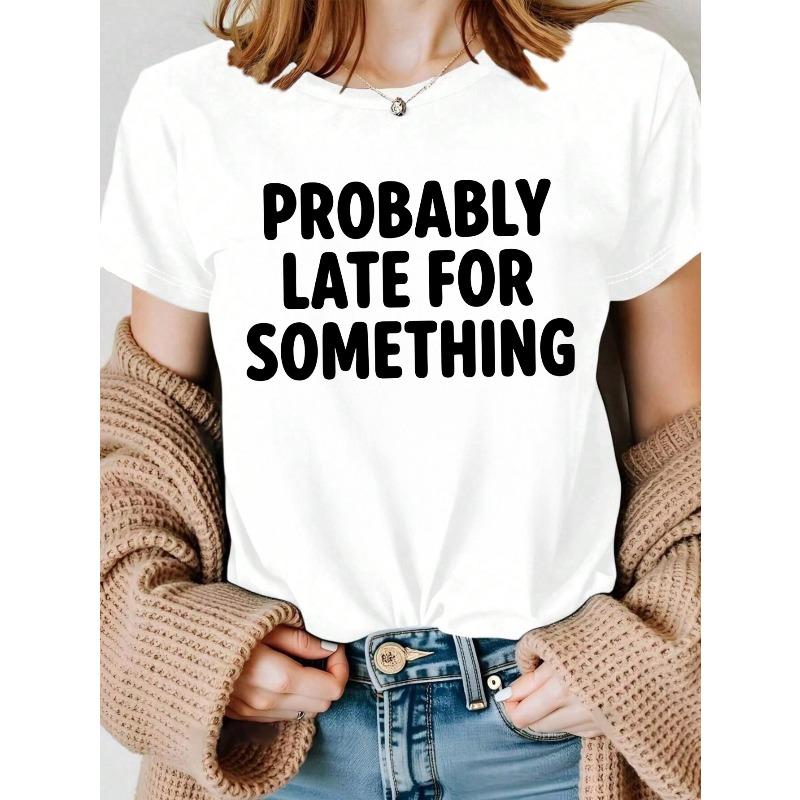Повседневная белая футболка с принтом, намекающим, что вы можете куда-то опоздать S белый