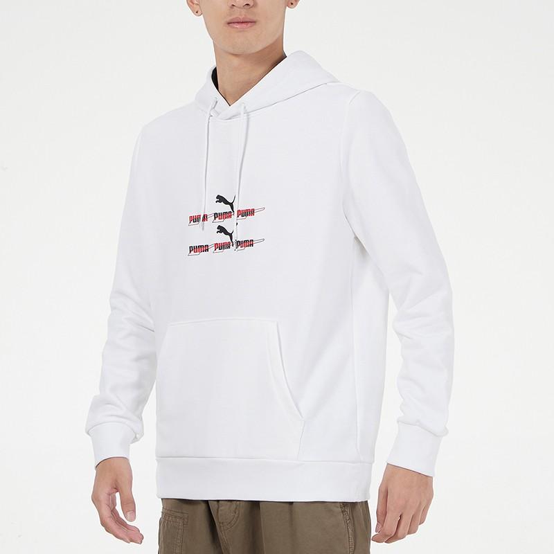 Puma Sports Running Casual Loose Hooded Pullover Long Sleeve Sweatshirt Men Tops White 533145-52