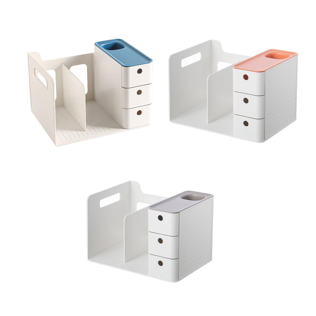 Large Desktop Book Storage Box Holder Document Stationery Bookend Drawers Business Multi-Grids Home Students Shelves