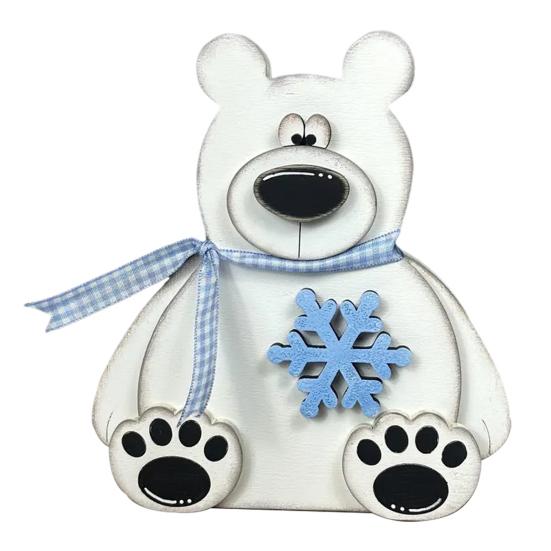 Bear Ornament Wooden Block Rustic Bear Sign Cartoon Xmas Bear