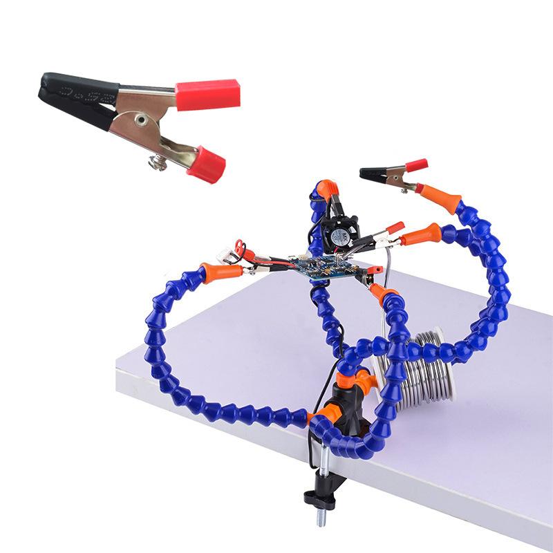 Flexible Arms Clip Soldering Helping Hands Third Hand Holder Arms PCB Adjustable Soldering Clamp Holder Magnifier Welding Desk