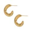 CARLIDANA Hypoallergenic Waterproof Minimalist Jewelry Stainless Steel Gold Plated Trendy U Shape Geometric Huggie Earrings