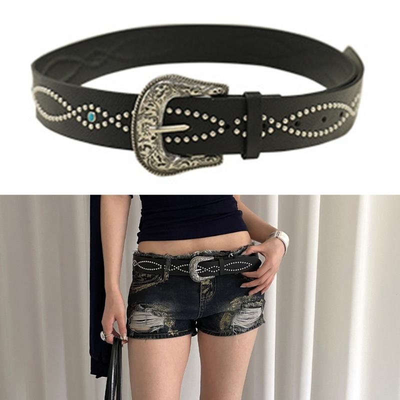 Punk Style Studded Belt Premium PU Leather Adjustable Fashion Accessory For Men And Women