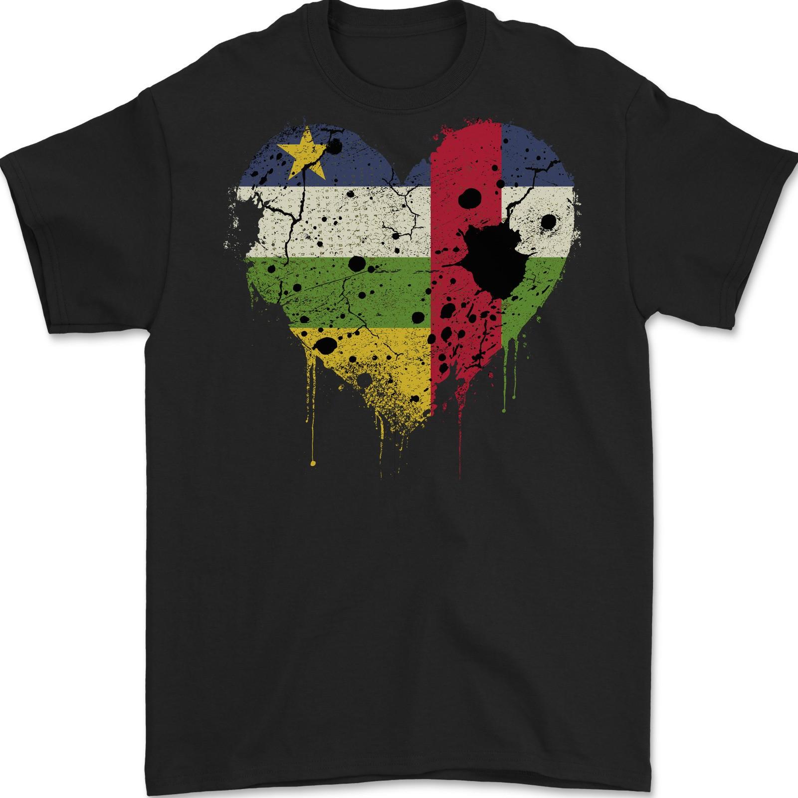 Love Flag Central African Republic Football Mens T-Shirt 100% Cotton M