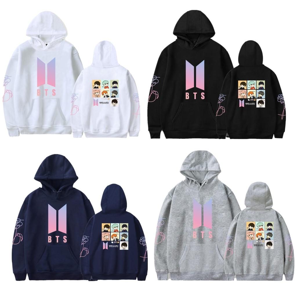 Bts Hoodie With Embroidered Graphic Cotton Fleece For Youth Casual Wear