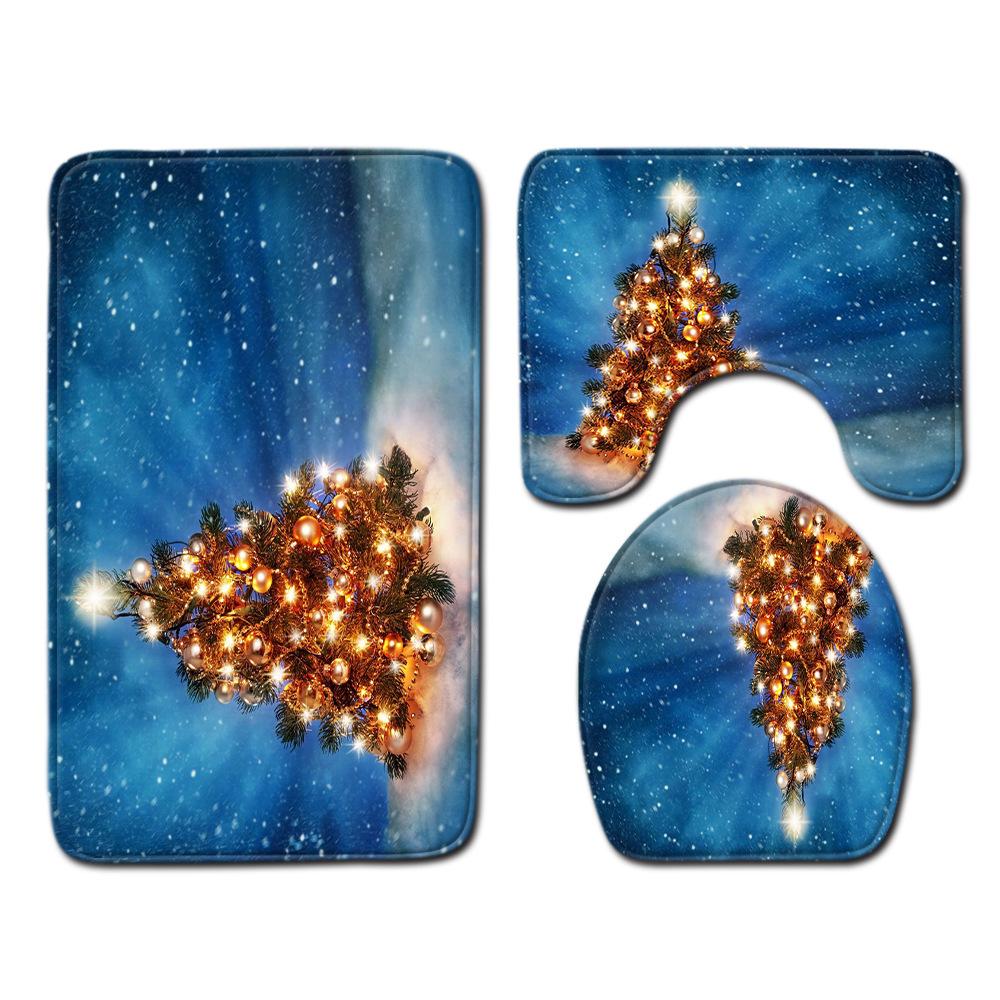 3D Toilet Floor Mat Bathroom Mat Christmas Three-Piece Foot Mat E-Commerce