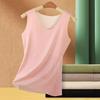 Women Winter Sleeveless Thermal Tank Top Basic Double Layer with Square Neck Warm Camisole Front and Back Pockets