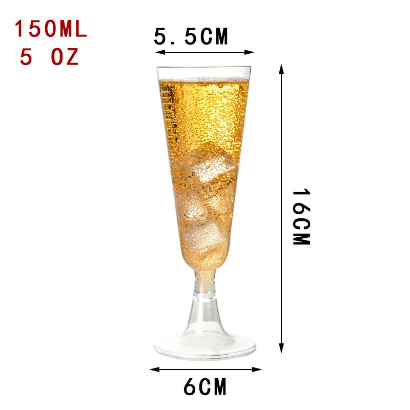 Detachable Red Wine Dessert Cup with High Stem - Disposable Plastic Champagne Flute for Weddings or Pudding Mousse.