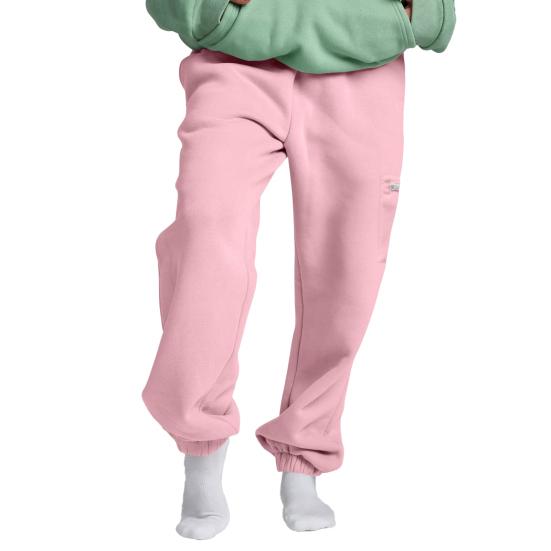 Women Sweatpants Elastic Waist Wide-Leg Casual Trousers with Pockets Solid Color Thickened Plush Lining Sport Sweatpants