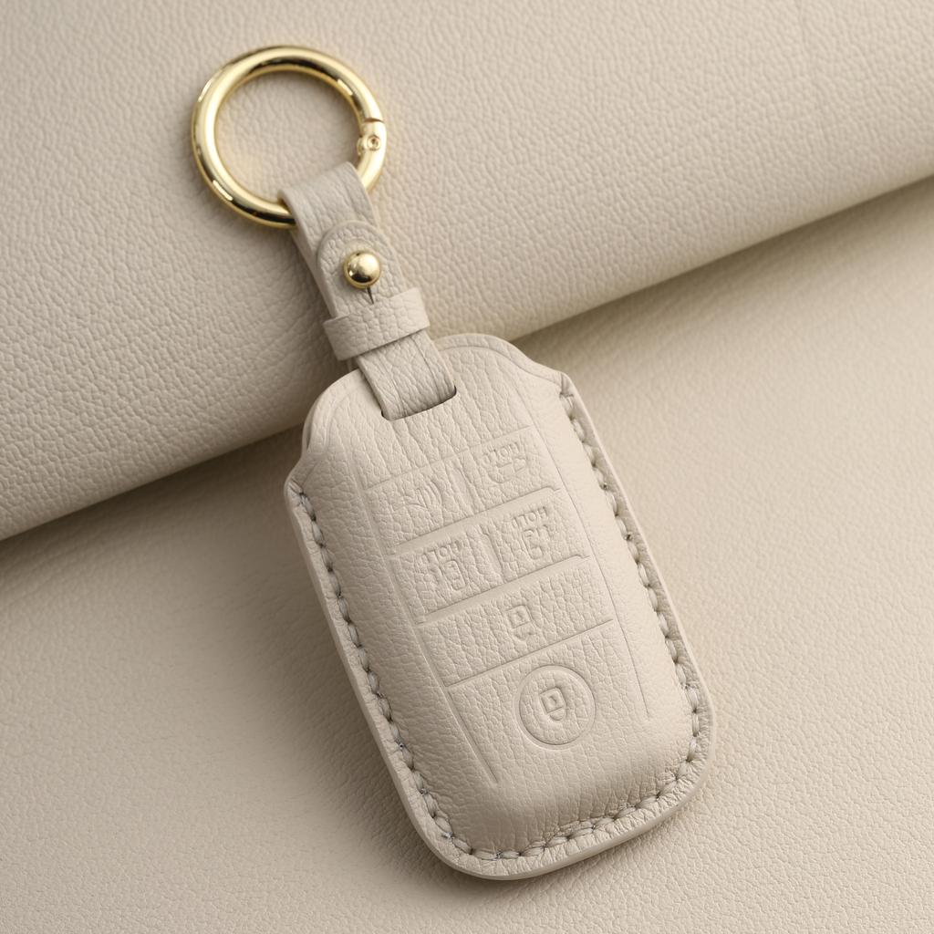 Customized car key cover, suitable for Kia leather, high-grade pure manual stitching, key protection, case chain.