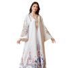 Cross-Border New Middle East Women clothes Robe Rope Embroidery Dubai Travel Leisure White Plus size dresses Long Dress