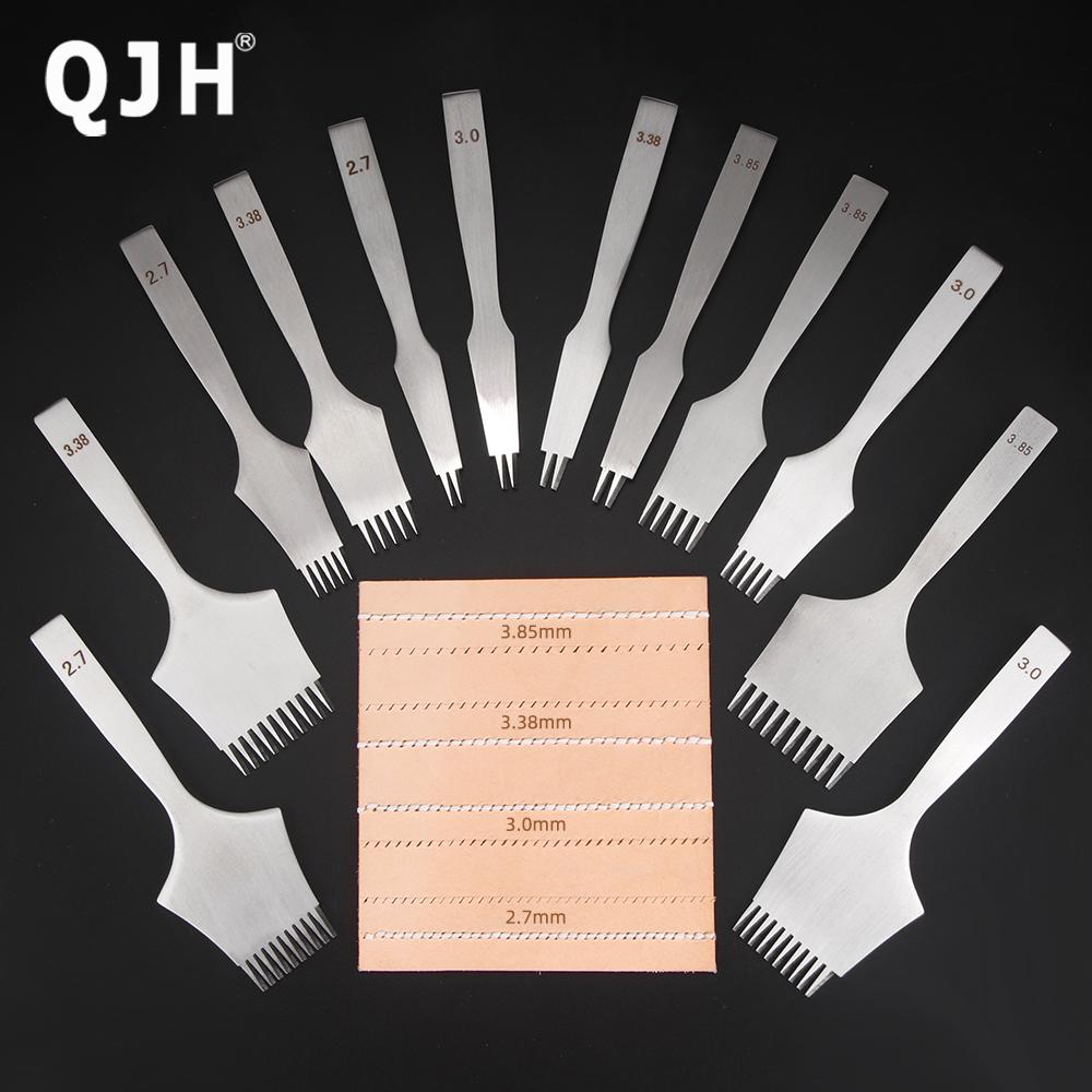 QJH DIY Lederstanzwerkzeug Set, Lederbohrer Meißel, Langlebige Leder Lochschneidewerkzeuge, Professioneller Stahlmeißel