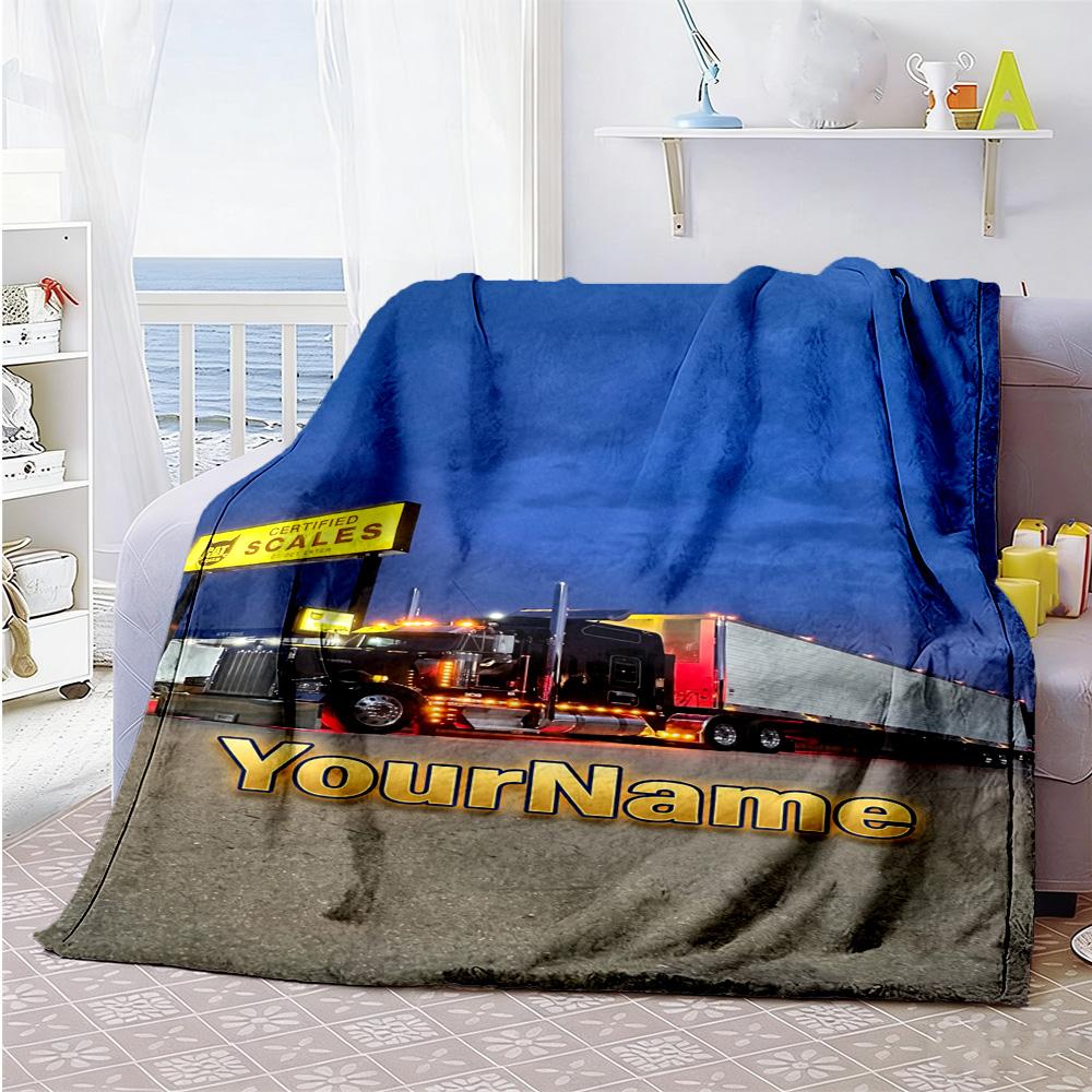 Kw Heavy Trucks Customize Your Name Blanket Cozy Personalized Blanket Ultra-Soft Suitable for Bed Couch Picnics Seaside Ideal for All Seasons