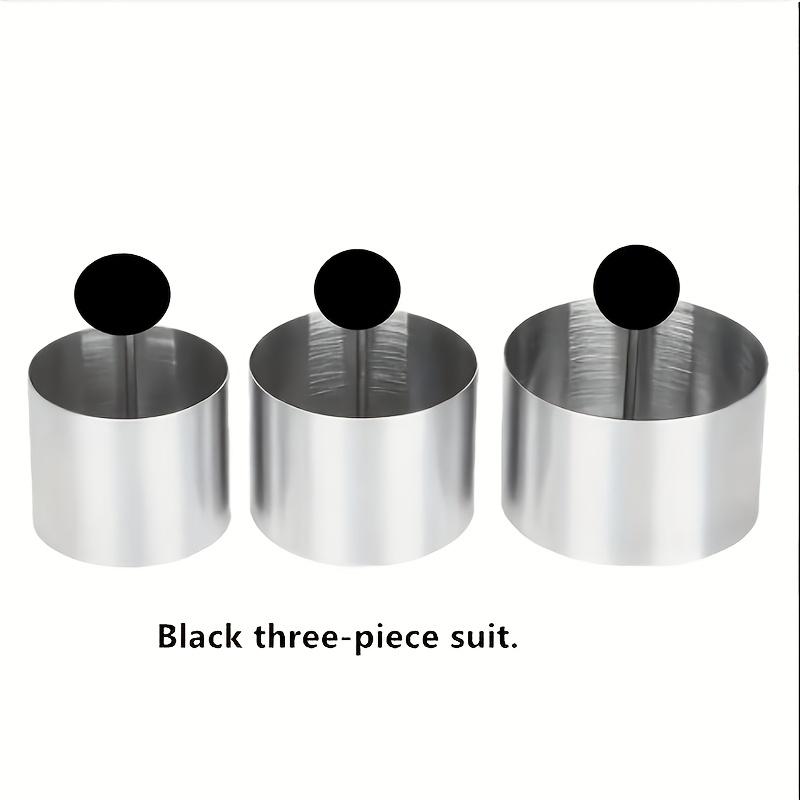 3er Set Kuchenringformen mit Stoßer, Edelstahl-Kuchenringe, Mousse-Ringe, Reisbällchen-Formen, Backwerkzeuge, Küchenhelfer, Küchenzubehör