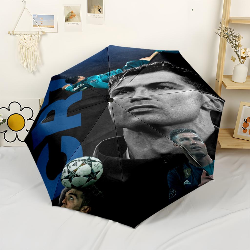 Cr7 Football Legend Portable Automatic Umbrella with 8-Rib Sturdy Construction All-Season Travel Elegant Women's Umbrella Best for Christmas