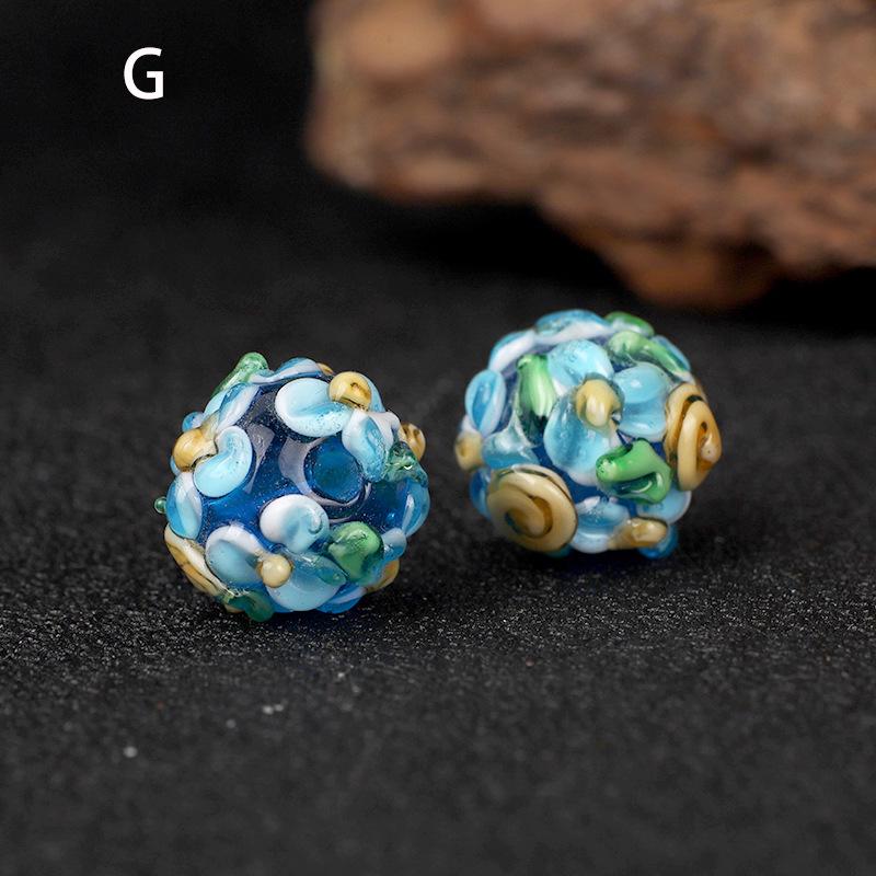 

Цветочные бусины-спейсеры Lampwork в форме бочонка - Милые цветочные DIY аксессуары для ювелирных изделий Approx. 12