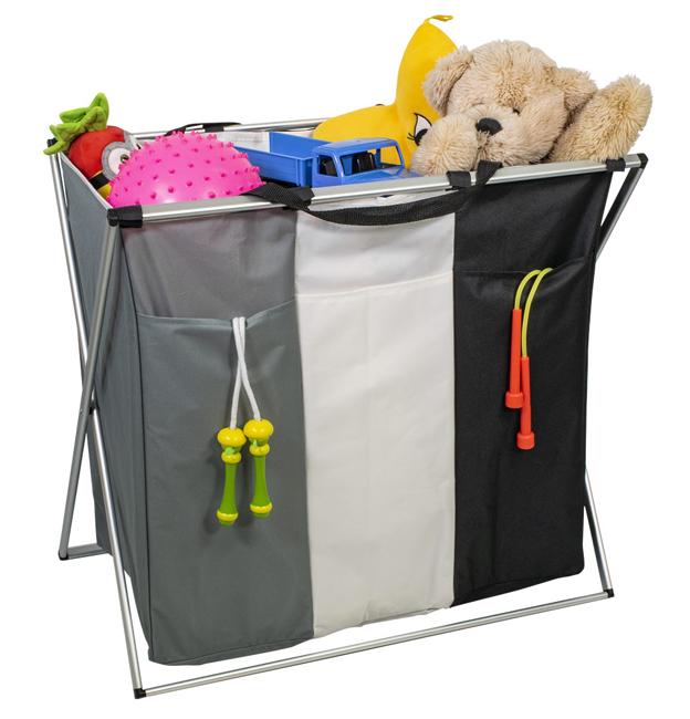 Three-Compartment Textile Laundry Basket 118 L