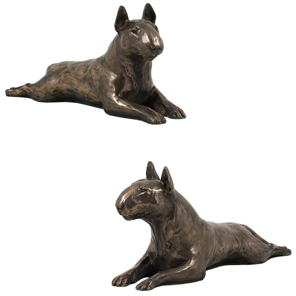Bull Terrier, Bully IV - Dog Figurine, Statue On White Marble, Trophy for Art-Dog Dog Show Exhibition