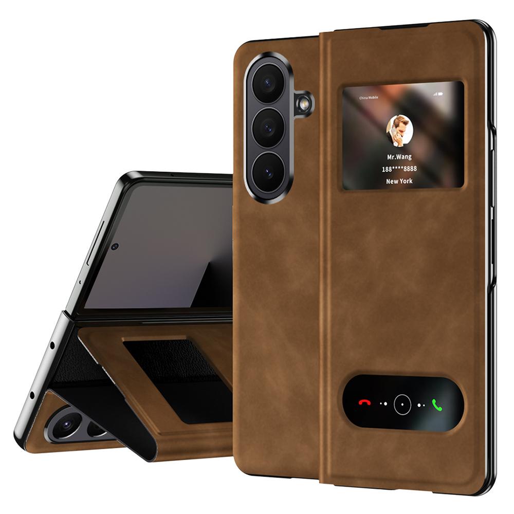 For Samsung Galaxy Z Fold7 5G Case View Window PU Leather Phone Cover