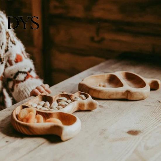 Pine Cones Wood Storage Plate Serving Tray Easy to Clean Reusable Food Grade Eco-friendly Space-saving Keep Tidy Various Shapes Squirrel Wooden Snack