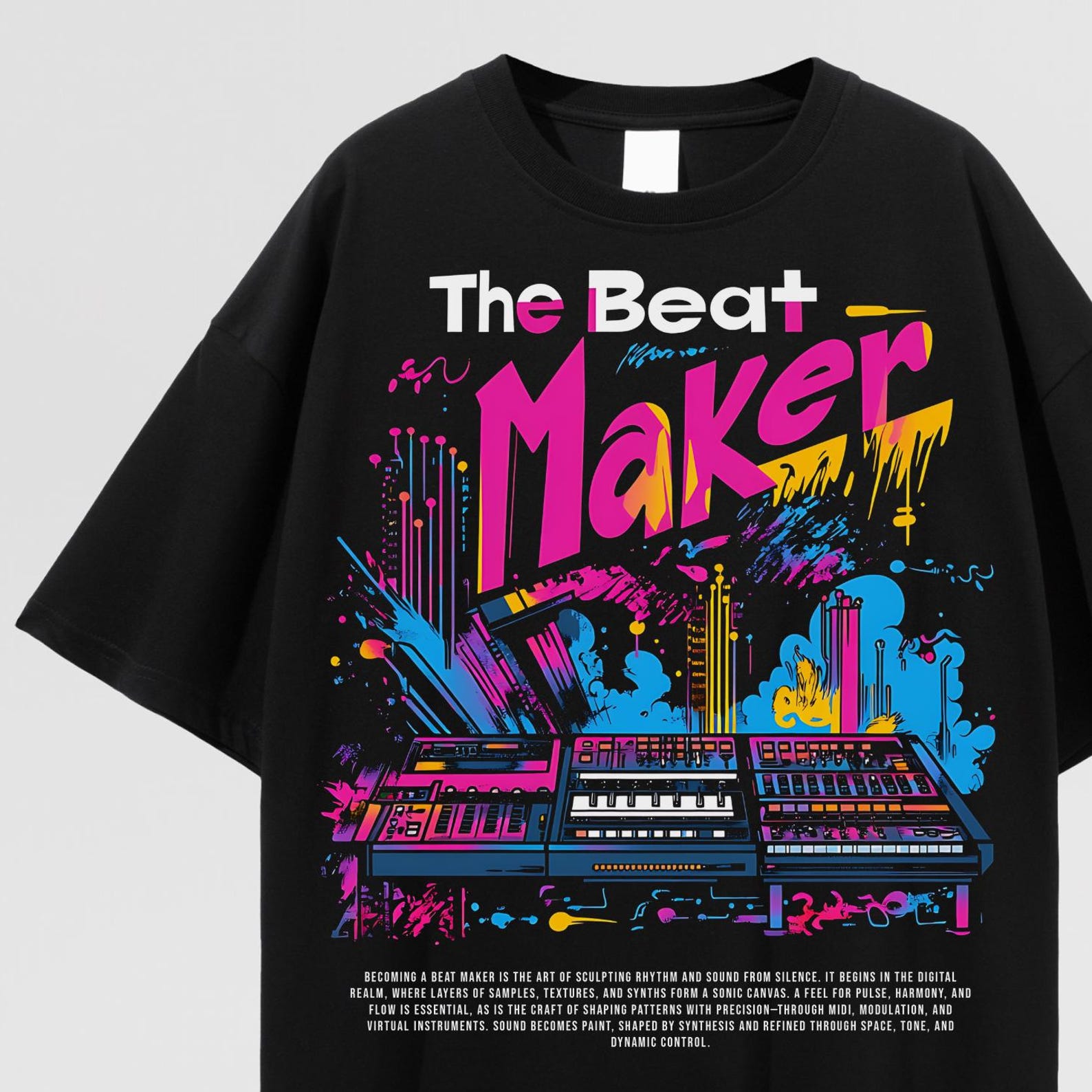Beat Maker Oversize Deep Drop Shoulder Unisex Tee, Music Producer Streetwear, Music Vibes Dj Tshirt, Techwear, Studio Engineer L