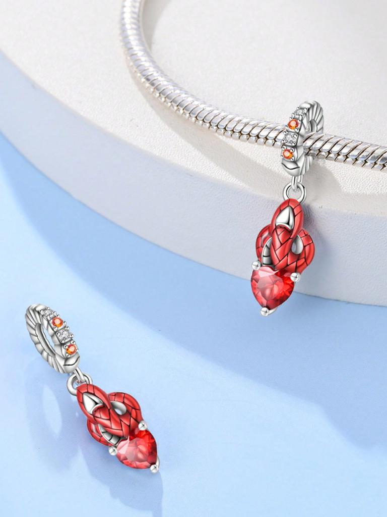 Charms Plata Jahr der Schlange Grüne Schlangenperlen Charm Kupferbeschichtet Passend für Charms Originalarmband Zur Schmuckherstellung DIY Charm