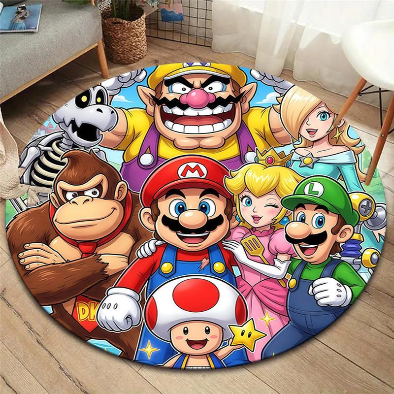 Super Mario Round Area Rug Carpet Rug For Living Room Bedroom Sofa Playroom Decor Nonslip Floor Mat