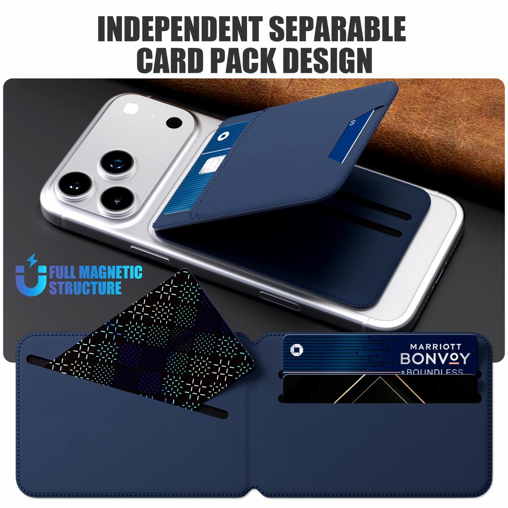 Wallet Case for 17 16 15 14 13 Pro/Pro Max/Plus Series, 2 In 1 Strong Magnetic Detachable, Shockproof Phone Case Slim Leather Phone Stand
