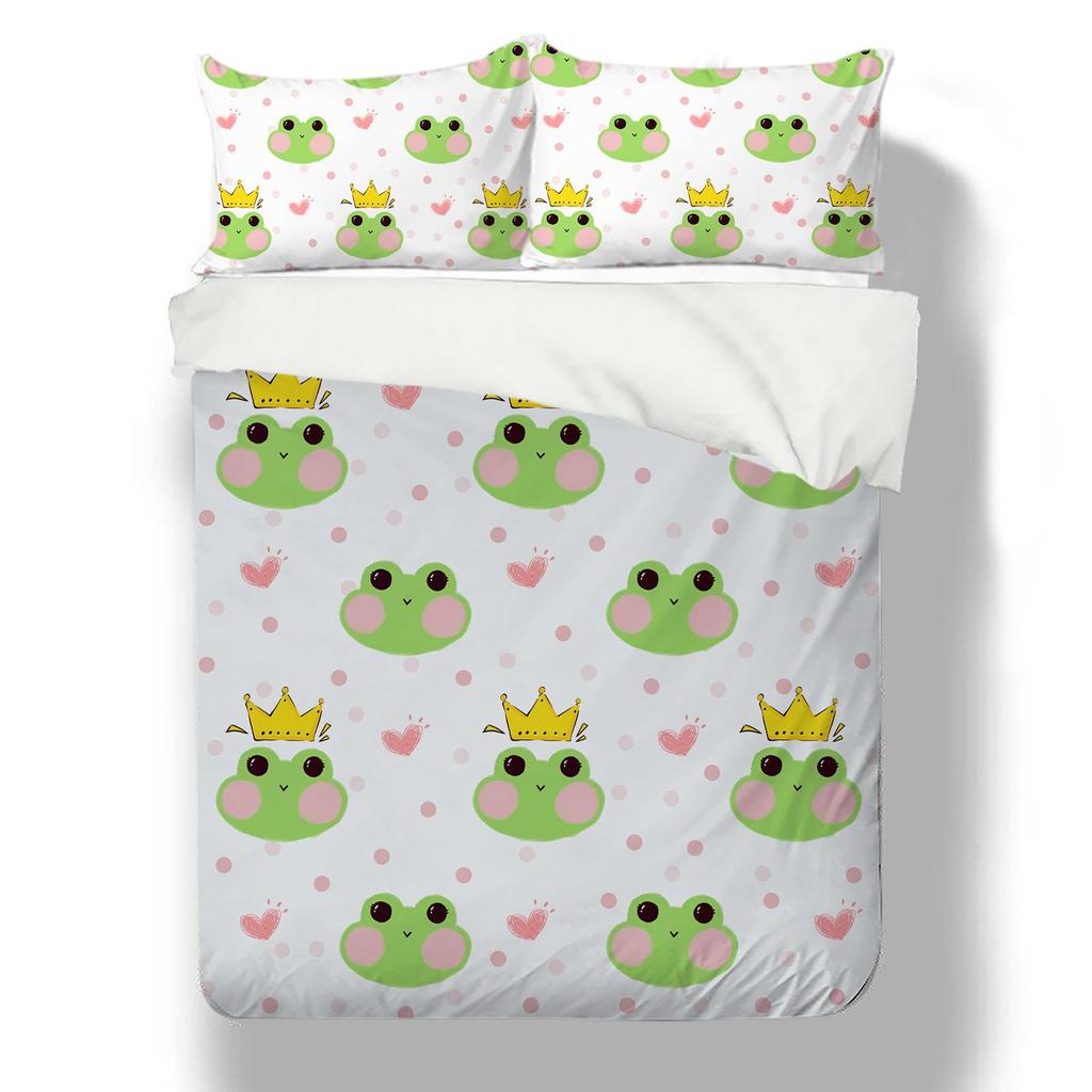 Zuhause Bettwäsche 2/3tlg. Bettwäschesets 3D Froschdruck luxuny Bettbezugsets Queen Full Size Bettsuit