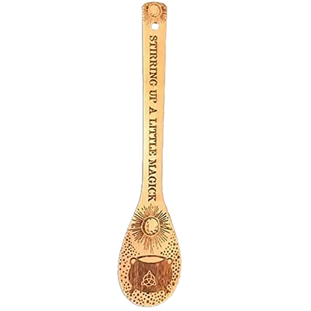 

Witchy Decor Yule Bamboo Wooden Spoon Large Eco-Friendly Kitchen Witches Pagan Gift Halloween Party Baking Cooking Supplies 1PCS 30X6cm
