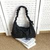 Korean Star Print Crossbody Bag for Women, Black White Large Capacity Hobo Shoulder Purse, Casual Versatile Handbag for School