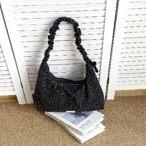 Korean Star Print Crossbody Bag for Women, Black White Large Capacity Hobo Shoulder Purse, Casual Versatile Handbag for School
