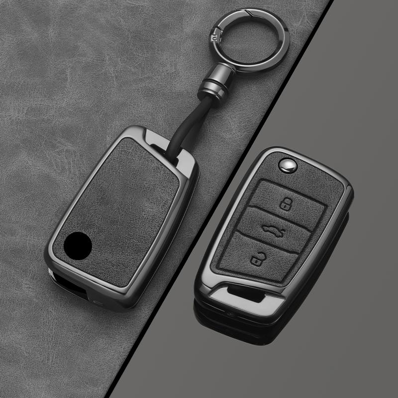 Styling Mouldings 1set Alloy Style Car Key Case Cover Shell Fob For VW Volkswagen Golf 7 MK7 Tiguan MK2 For SEAT Ateca Leon FR 2