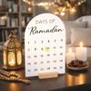 Acrylic Ramadan Advent Calendar White Mirror Wooden Base Ramadan Table Ornament DIY Crafts 30 Days Eid Mubarak Decor