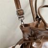Large Capacity PU Tote Bag Women Fashion Shoulder Bag With Drawstring Detail Soft Texture Handbag Everyday Use