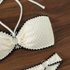 White Swimwear 2 Piece Strapless Swimsuit Women Sexy Bandeau Backless Bikini Set Lace-up Patchwork Beach Bathing Suit 2025 New