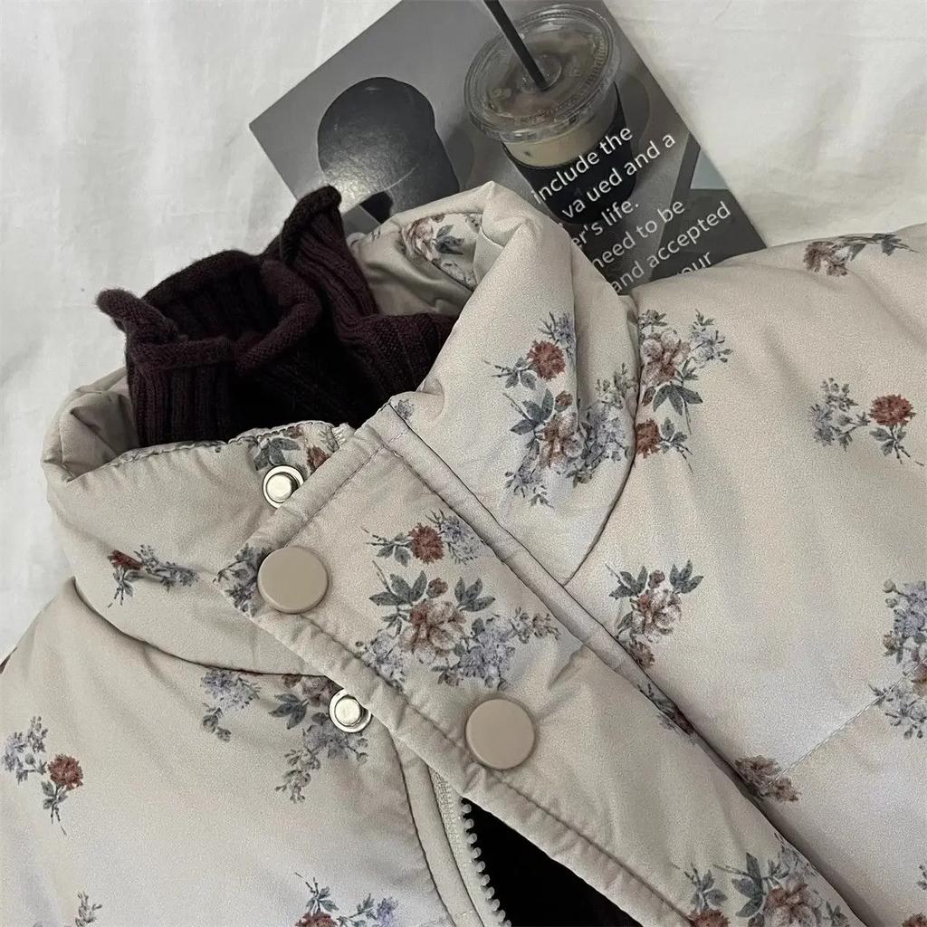 Winter Mädchen Parkas Blumendruck Langarm Baby Mädchen Oberbekleidung Mantel Locker Verdicken Warmes Kinder Mädchen Schneeanzug