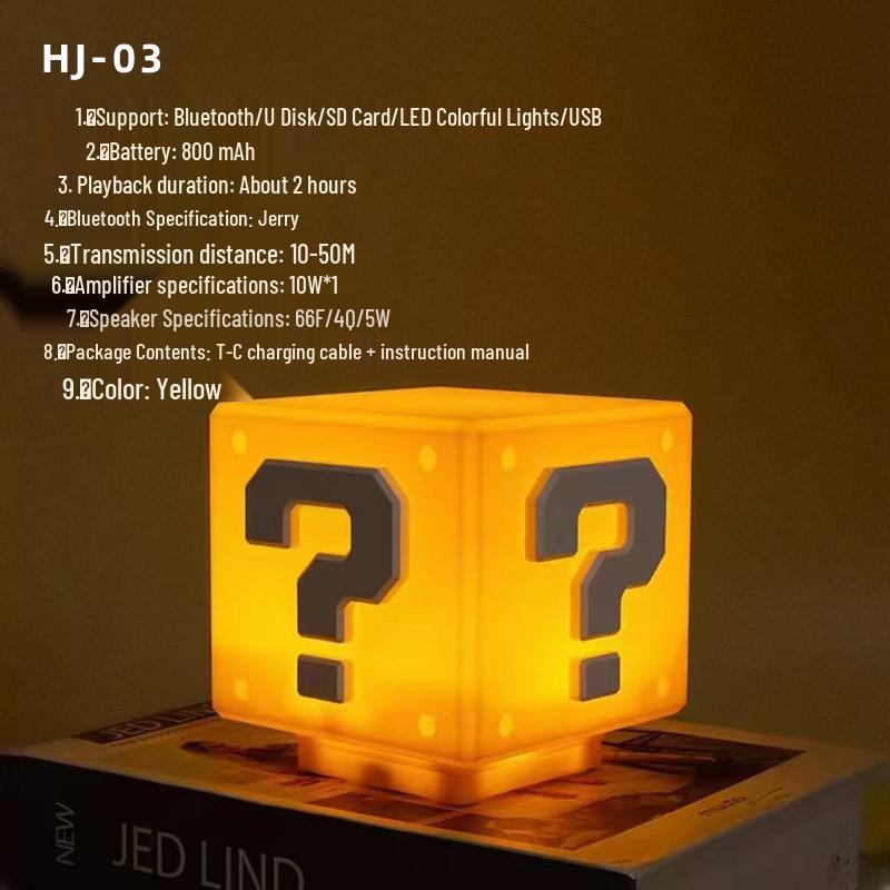 Mario Question Block Star Night Light with Sound & Touch Activation