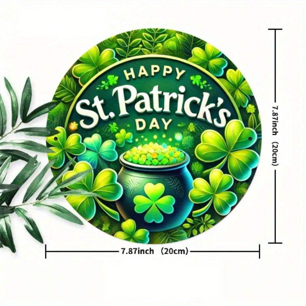 St. Patrick's Day Shamrock Iron Tin Sign Wall Art Round Metal Decor Home Bar Cafe