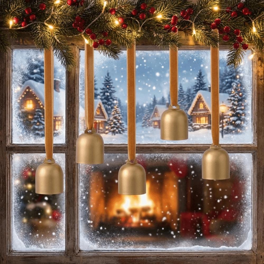 6PCS Antique Christmas Tree Hanging Bells Iron Retro Wind Bell Home Garden Decor