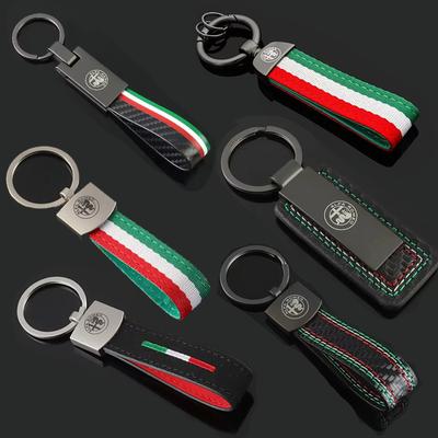 2026 Hot Alfa Romeo 1PC Luxury Leather Car Badges Keychains for Alfa Romeo Logo 159 Giulietta Giulia GT 156 Mito Stelvio Key Cha