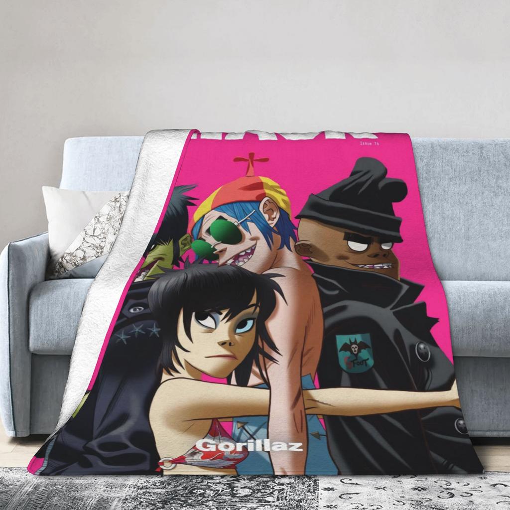 G-Gorillaz Music Band Blankets  Super Warm Fluffy Plush Bedding Throws For Kids Adult Couch Chair Sofa Bed Bedspread Bed Cover